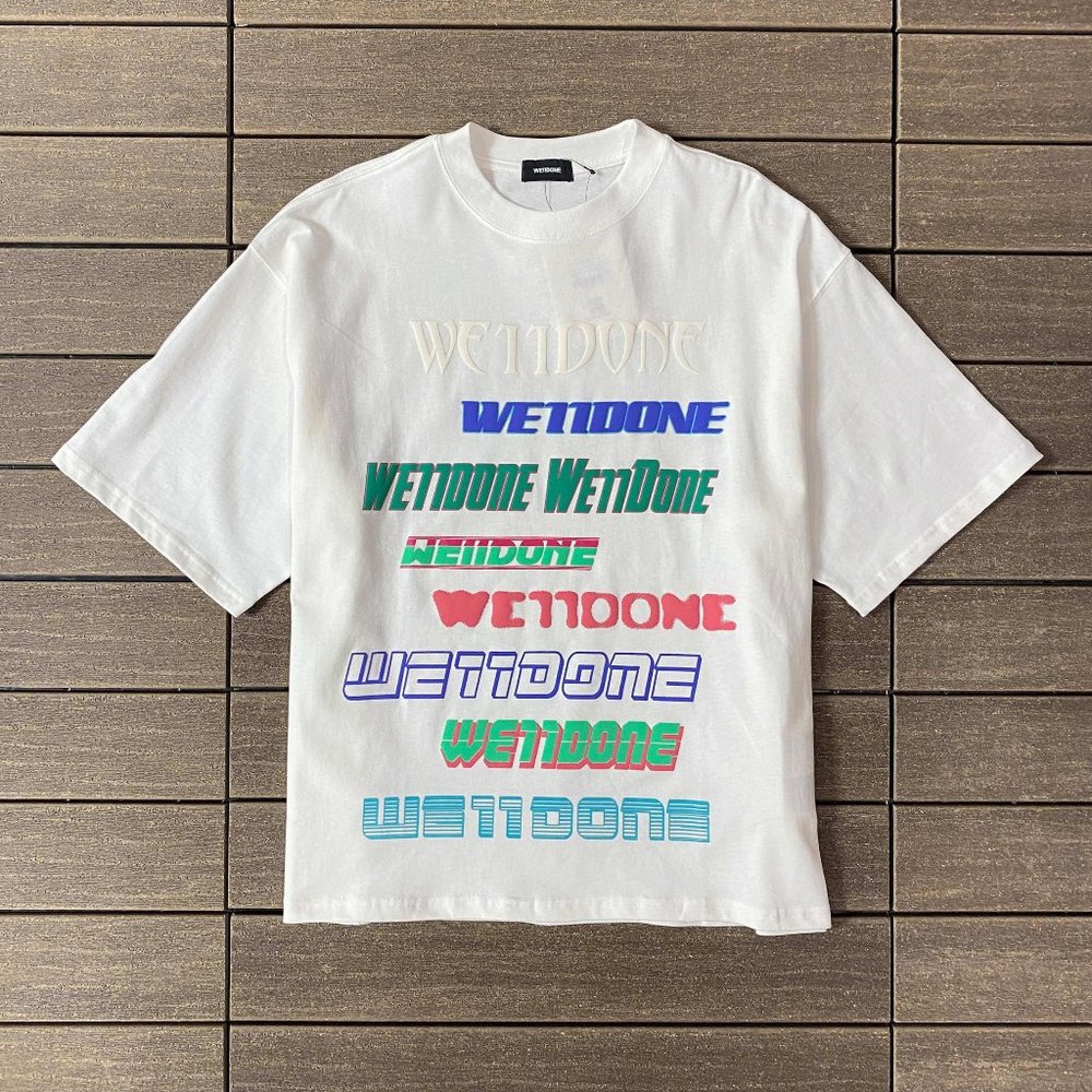 We11 Done Colorful Large Letter Logo Print T Shirt in White